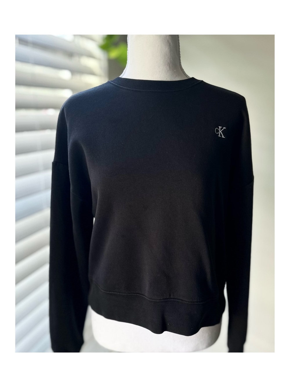 Calvin Klein Black Crew Sweatshirt with Small CK Embroidery